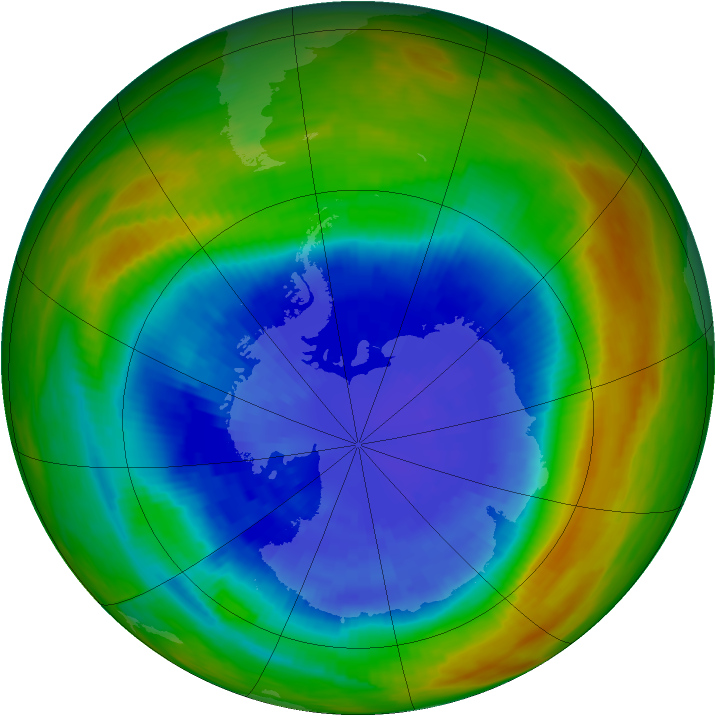 Antarctic ozone map for 16 September 1989